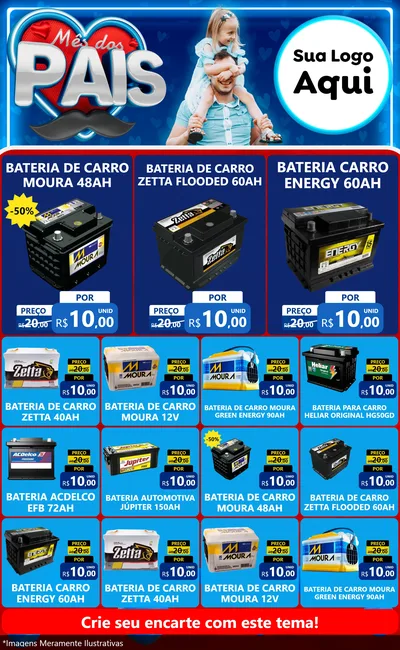Modelo de Encarte para Encarte Grande com o tema Mês Dos Pais para Baterias Elétricas