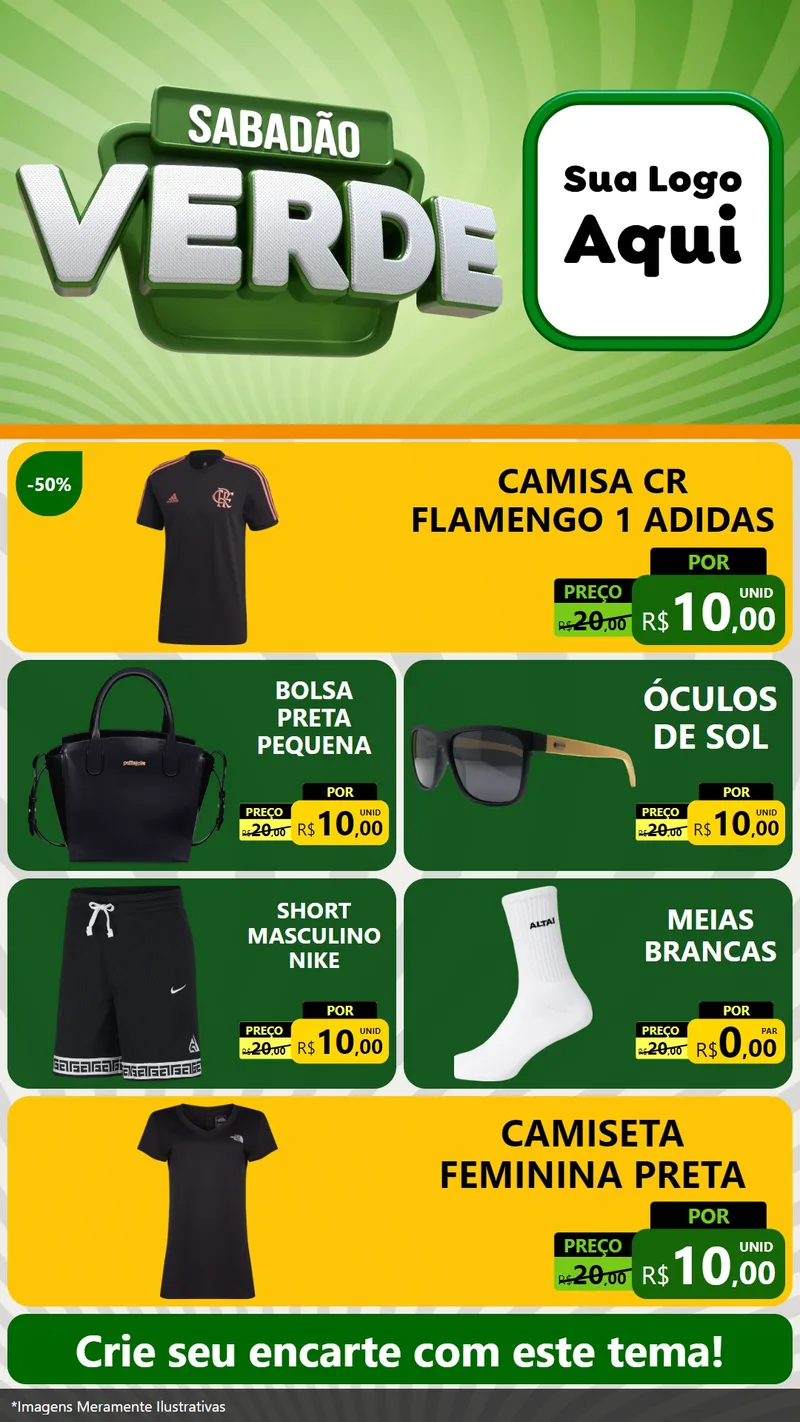 Modelo de TV para TV Vertical com o tema Sabadão Verde para Roupas e acessórios