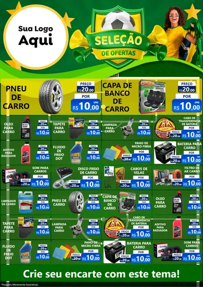Modelo de Encarte para Encarte A4 Vertical com o tema Seleção de Ofertas - Copa para Auto peças