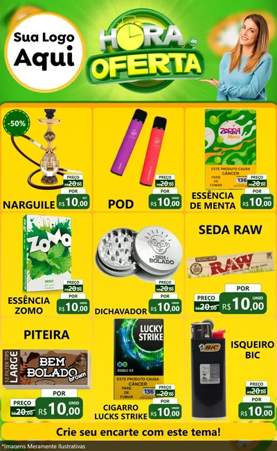 Modelo de Encarte para Encarte Grande com o tema Hora da Oferta para Tabacaria