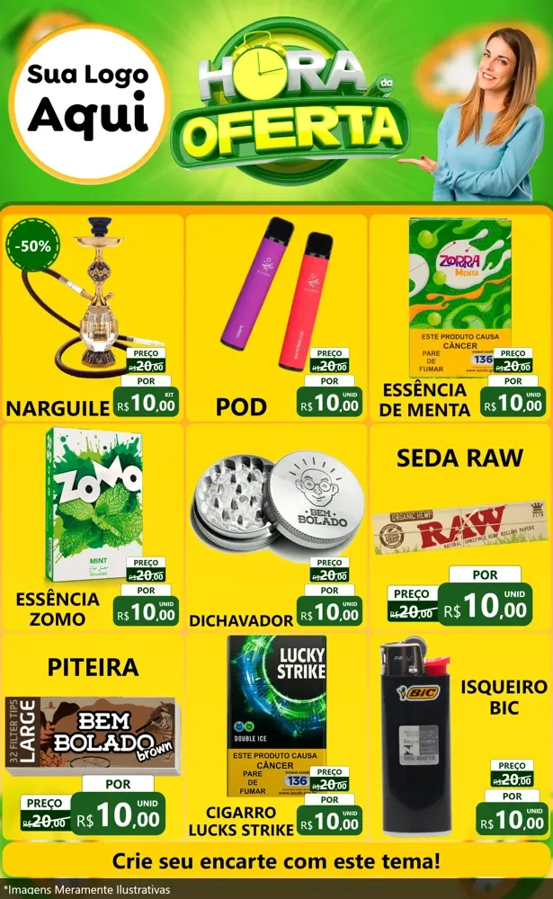 Modelo de Encarte para Encarte Grande com o tema Hora da Oferta para Tabacaria