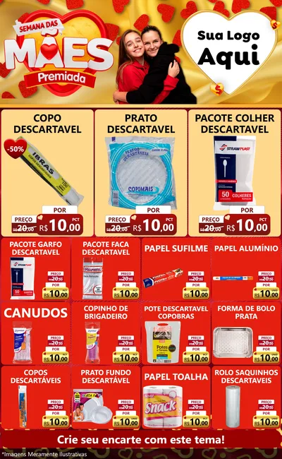 Modelo de Encarte para Encarte Grande com o tema Semana das Mães Premiada para Embalagens
