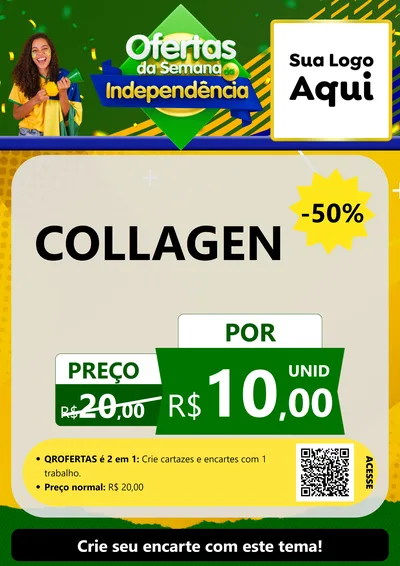 Modelo de Cartaz para Cartaz A4 Vertical com o tema Ofertas da Semana da Independência para Suplementos alimentares