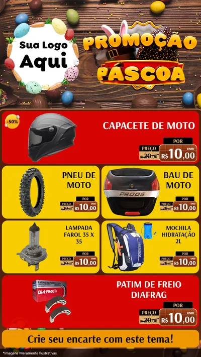 Modelo de TV para TV Vertical com o tema Promoção Páscoa para Moto peças