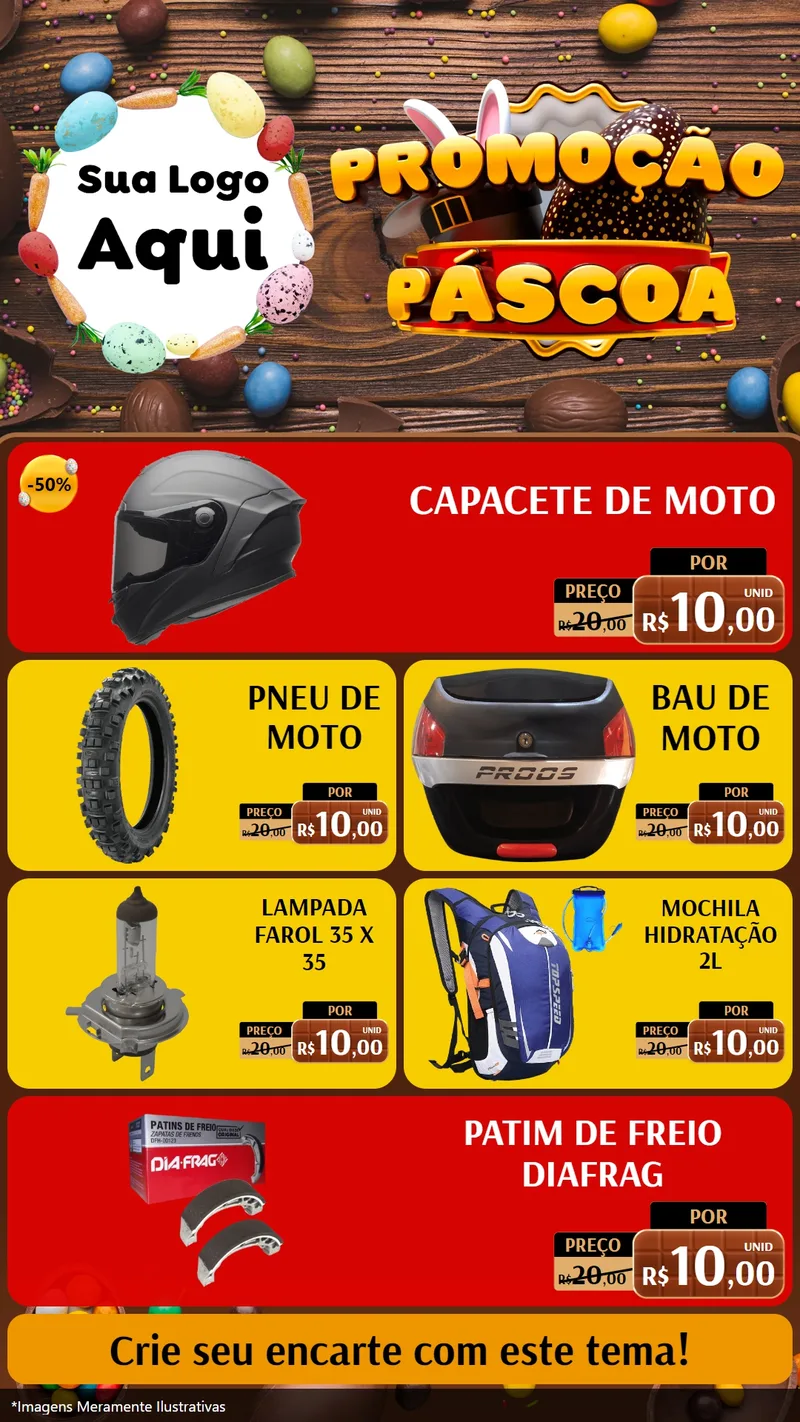 Modelo de TV para TV Vertical com o tema Promoção Páscoa para Moto peças