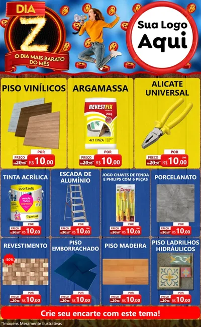 Modelo de Encarte para Encarte Grande com o tema Dia Z - O Dia Mais Barato Do Mês para Material para Construção