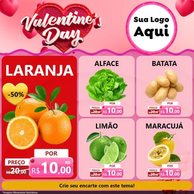 Modelo de Rede Social para Feed Facebook com o tema Valentine's Day para Hortifrúti