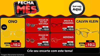 Modelo de TV para TV Horizontal com o tema Fecha Mês para Óticas