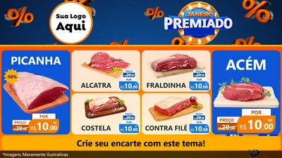 Modelo de TV para TV Horizontal com o tema Janeiro Premiado para Açougue