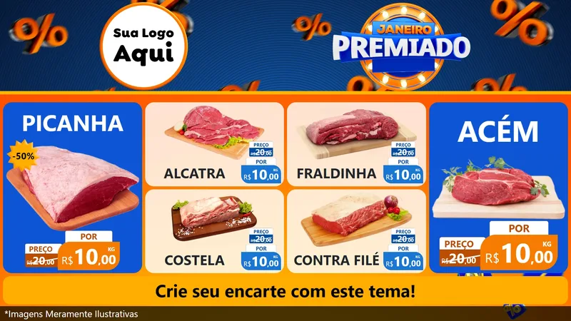Modelo de TV para TV Horizontal com o tema Janeiro Premiado para Açougue
