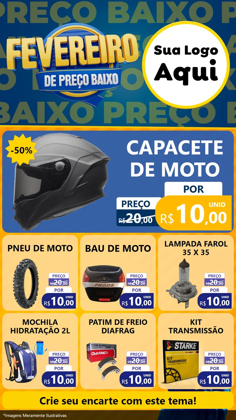 Modelo de Rede Social para Stories com o tema Fevereiro de Preço Baixo para Moto peças