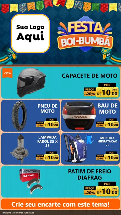 Modelo de TV para TV Vertical com o tema Festa Boi Bumbá para Moto peças