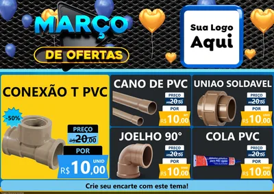 Modelo de Encarte para Encarte A4 Horizontal com o tema Março de Ofertas para Tubos e conexões