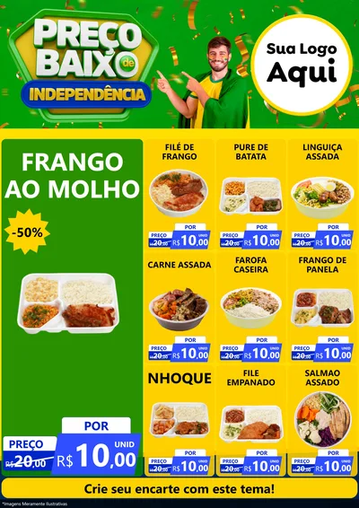 Modelo de Encarte para Encarte A4 Vertical com o tema Preço Baixo de Independência para Restaurante