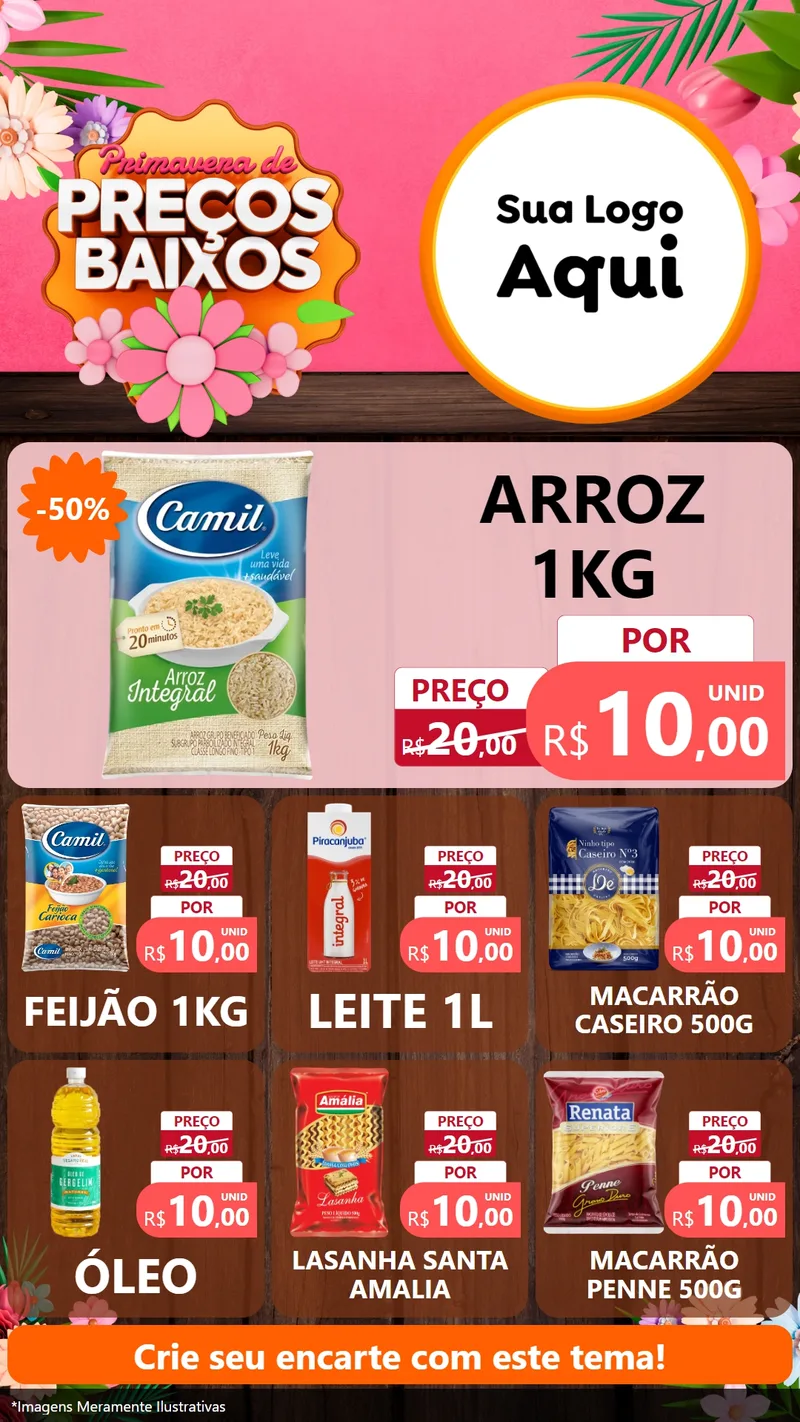 Modelo de Rede Social para Stories com o tema Primavera de Preços Baixos para Supermercado
