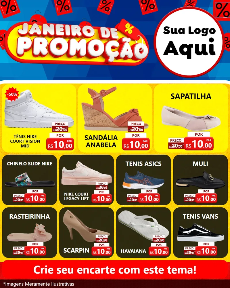 Modelo de Rede Social para Feed Instagram com o tema Janeiro de Promoção para Calçados