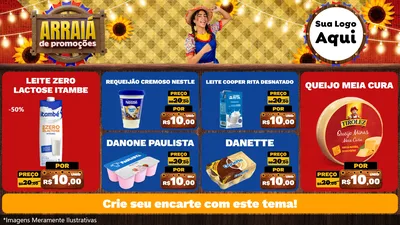Modelo de TV para TV Horizontal com o tema Arraiá de Promoções para Frios e Laticínios