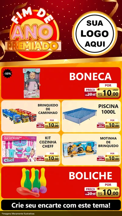 Modelo de TV para TV Vertical com o tema Fim de Ano Premiado para Brinquedos