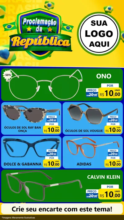 Modelo de TV para TV Vertical com o tema Proclamação da República para Óticas