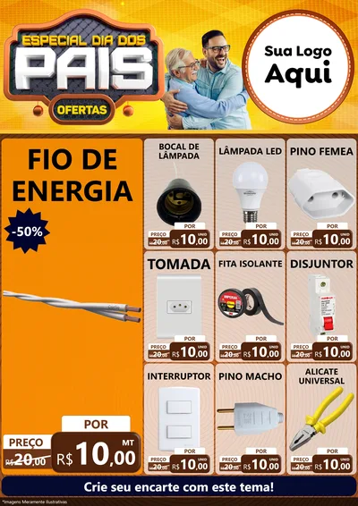 Modelo de Encarte para Encarte A4 Vertical com o tema Especial Dia dos Pais para Materiais Elétricos