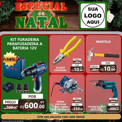 Modelo de Rede Social para Feed Facebook com o tema Especial de Natal para Maquinas e Ferramentas