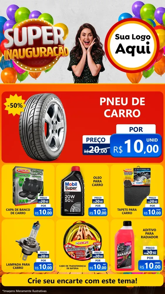Modelo de Rede Social para Stories com o tema Super Inauguração para Auto peças