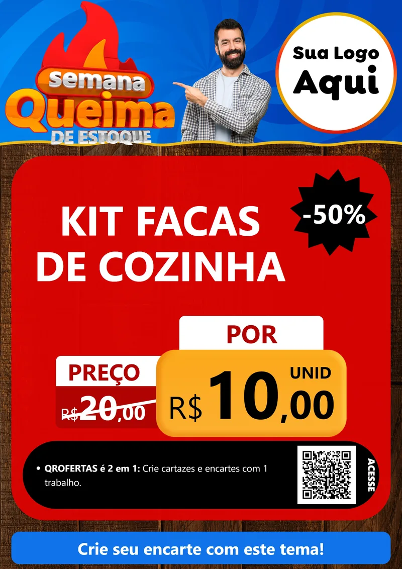 Modelo de Cartaz para Cartaz A4 Vertical com o tema Semana Queima de Estoque para Utilidades Domésticas
