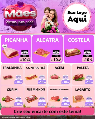 Modelo de Rede Social para Feed Instagram com o tema Dia das Mães Ofertas para Você! para Açougue
