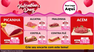 Modelo de TV para TV Horizontal com o tema Valentine's Day para Açougue
