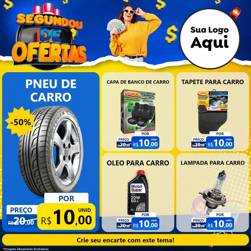 Modelo de Rede Social para Feed Facebook com o tema Segundou de Ofertas para Auto peças