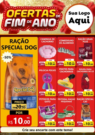 Modelo de Encarte para Encarte A4 Vertical com o tema Ofertas de Fim de Ano para Pet Shop
