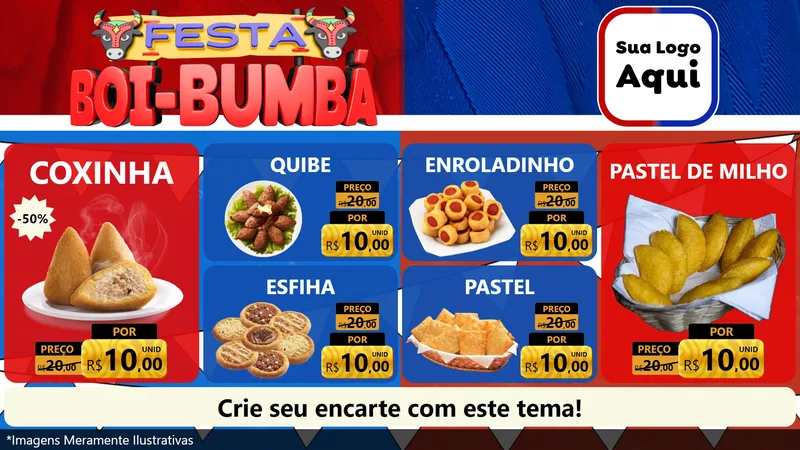 Modelo de TV para TV Horizontal com o tema Festa Boi Bumbá para Salgadaria