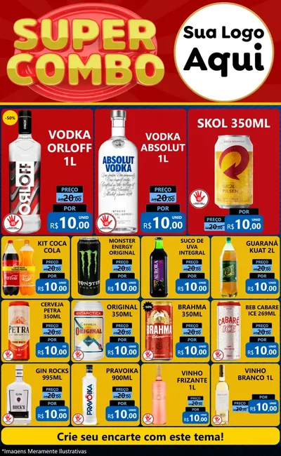 Modelo de Encarte para Encarte Grande com o tema Super Combo para Distribuidora de bebidas