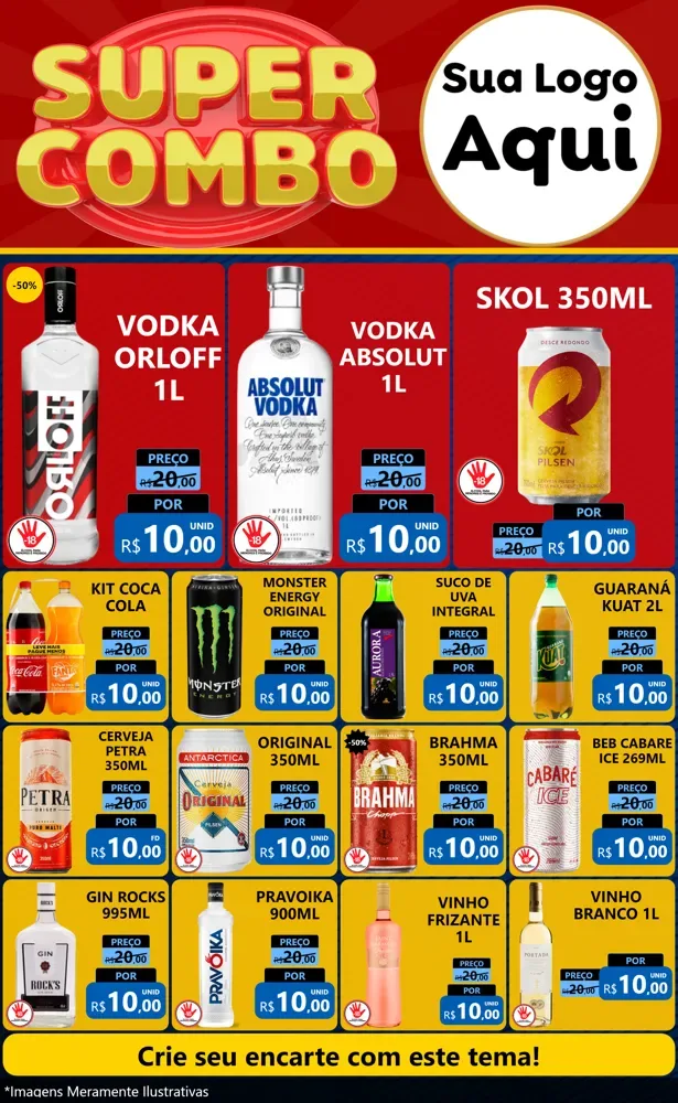 Modelo de Encarte para Encarte Grande com o tema Super Combo para Distribuidora de bebidas