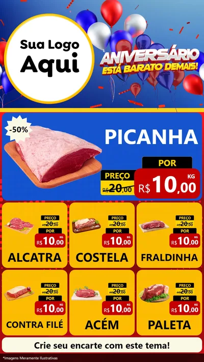 Modelo de Rede Social para Stories com o tema Aniversário para Açougue