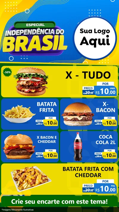 Modelo de TV para TV Vertical com o tema Especial Independência do Brasil para Hamburgueria