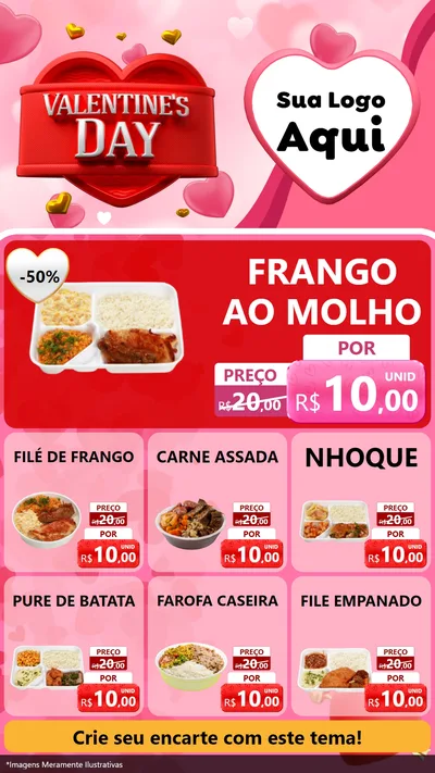 Modelo de Rede Social para Stories com o tema Valentine's Day para Restaurante