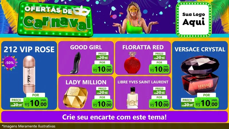 Modelo de TV para TV Horizontal com o tema Ofertas de Carnaval para Perfumes