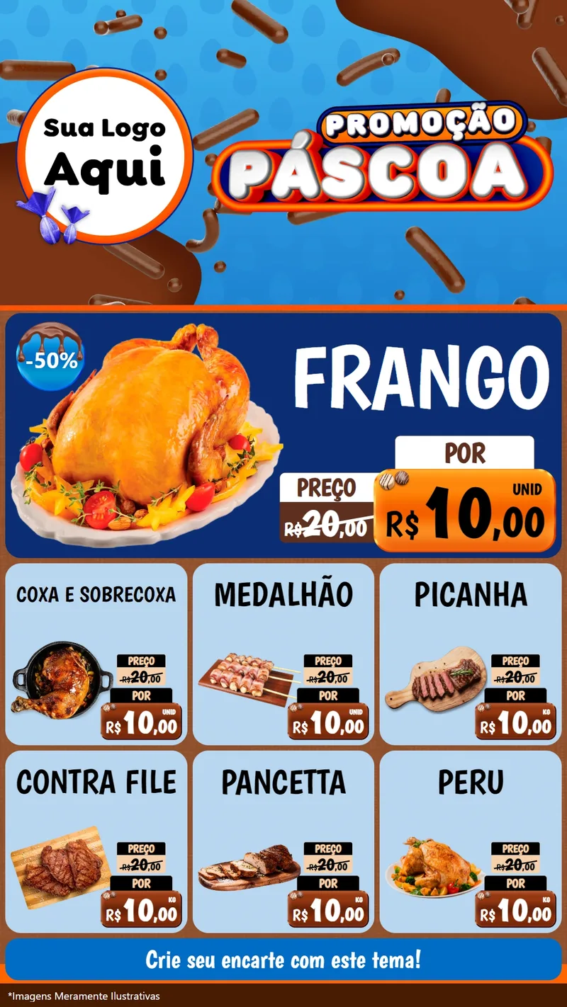Modelo de Rede Social para Stories com o tema Promoção Páscoa para Assados