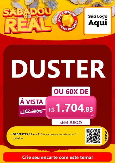 Modelo de Cartaz para Cartaz A4 Vertical com o tema Sabadou do Real para Concessionaria de Carros