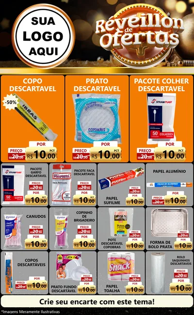 Modelo de Encarte para Encarte Grande com o tema Réveillon de Ofertas para Embalagens