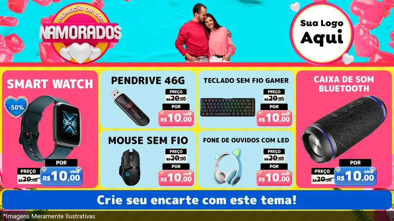 Modelo de TV para TV Horizontal com o tema Promoção Dia dos Namorados para Informática