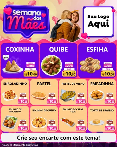 Modelo de Rede Social para Feed Instagram com o tema Semana das Mães para Salgadaria