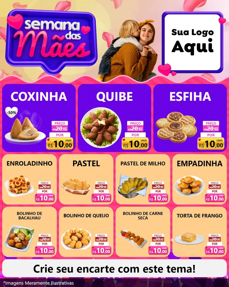 Modelo de Rede Social para Feed Instagram com o tema Semana das Mães para Salgadaria