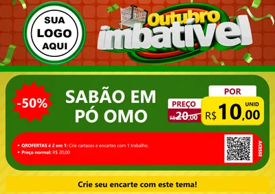 Modelo de Cartaz para Cartaz A4 Horizontal com o tema Outubro Imbatível para Produtos de Limpeza