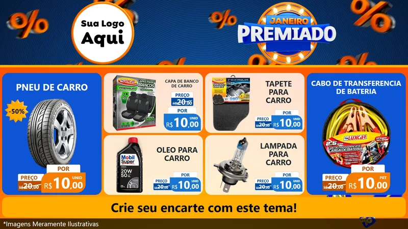 Modelo de TV para TV Horizontal com o tema Janeiro Premiado para Auto peças
