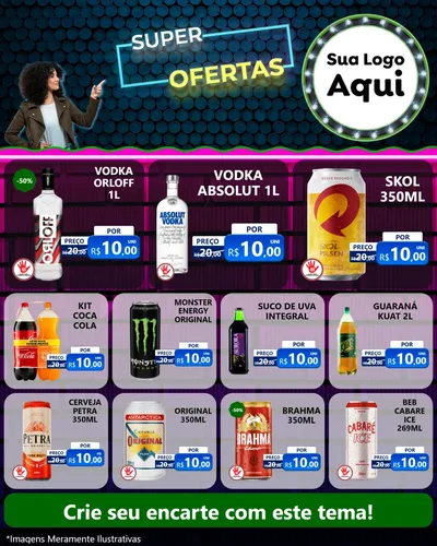 Modelo de Rede Social para Feed Instagram com o tema Super Ofertas para Distribuidora de bebidas