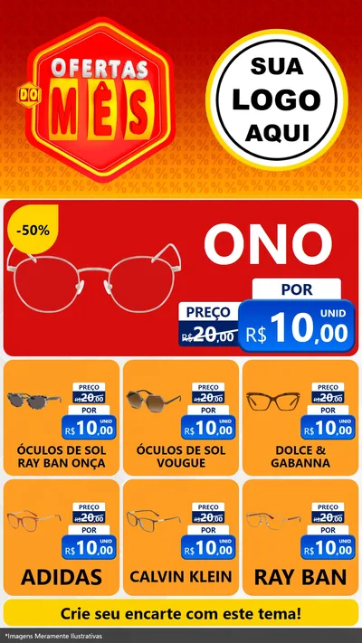 Modelo de Rede Social para Stories com o tema Ofertas do Mês para Óticas