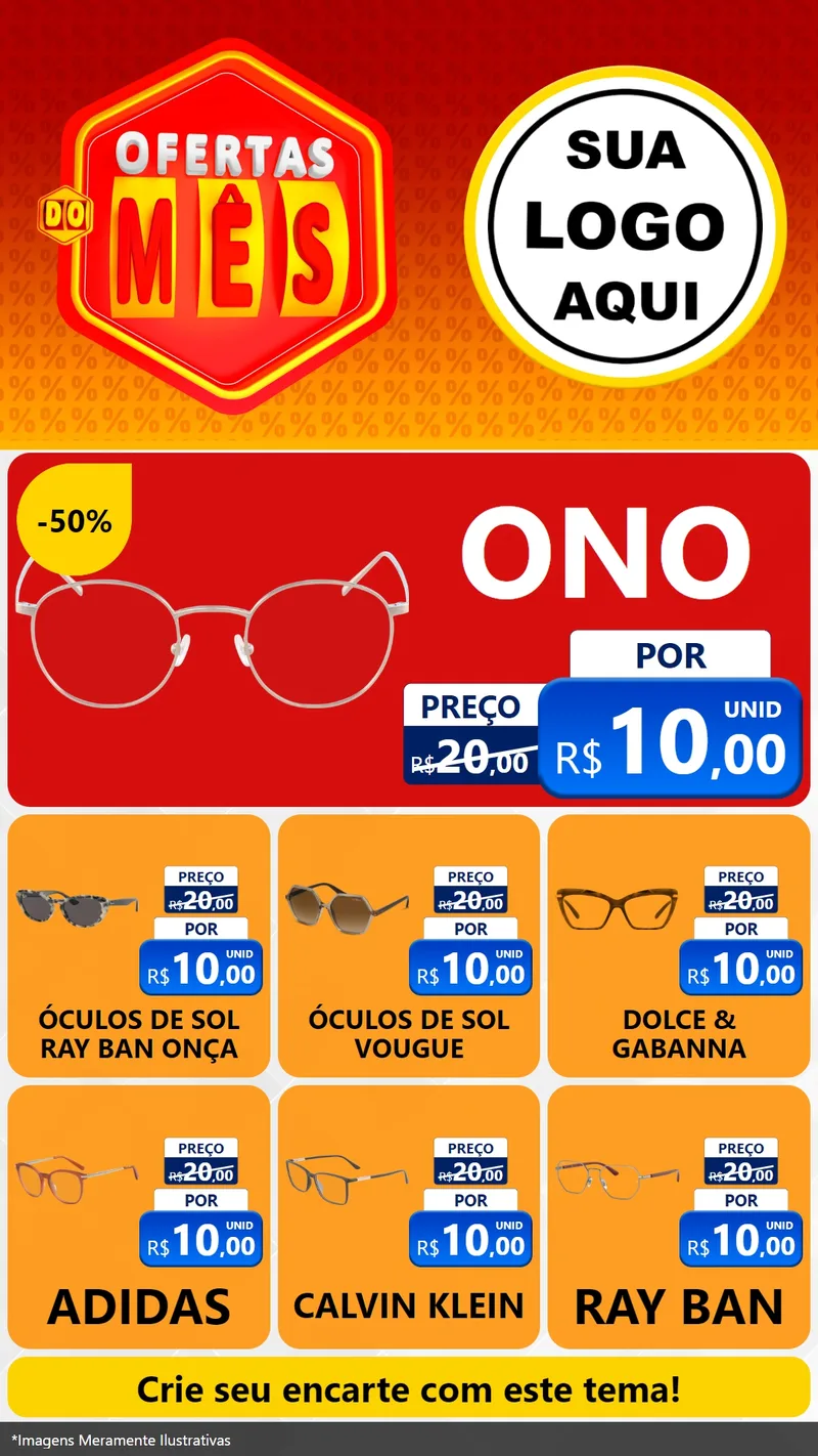 Modelo de Rede Social para Stories com o tema Ofertas do Mês para Óticas