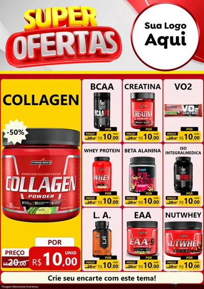Modelo de Encarte para Encarte A4 Vertical com o tema Super Ofertas para Suplementos alimentares